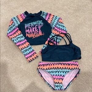 Mermaids Make Waves Kids 3-Piece Swim Set - Multicolor